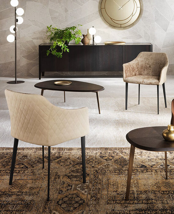 Sedie sala da pranzo design, poltroncine eleganti imbottite e moderne - Carmen, Riflessi