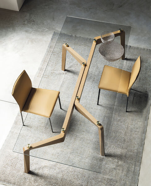 Glide, tavolo di design in cristallo, Riflessi