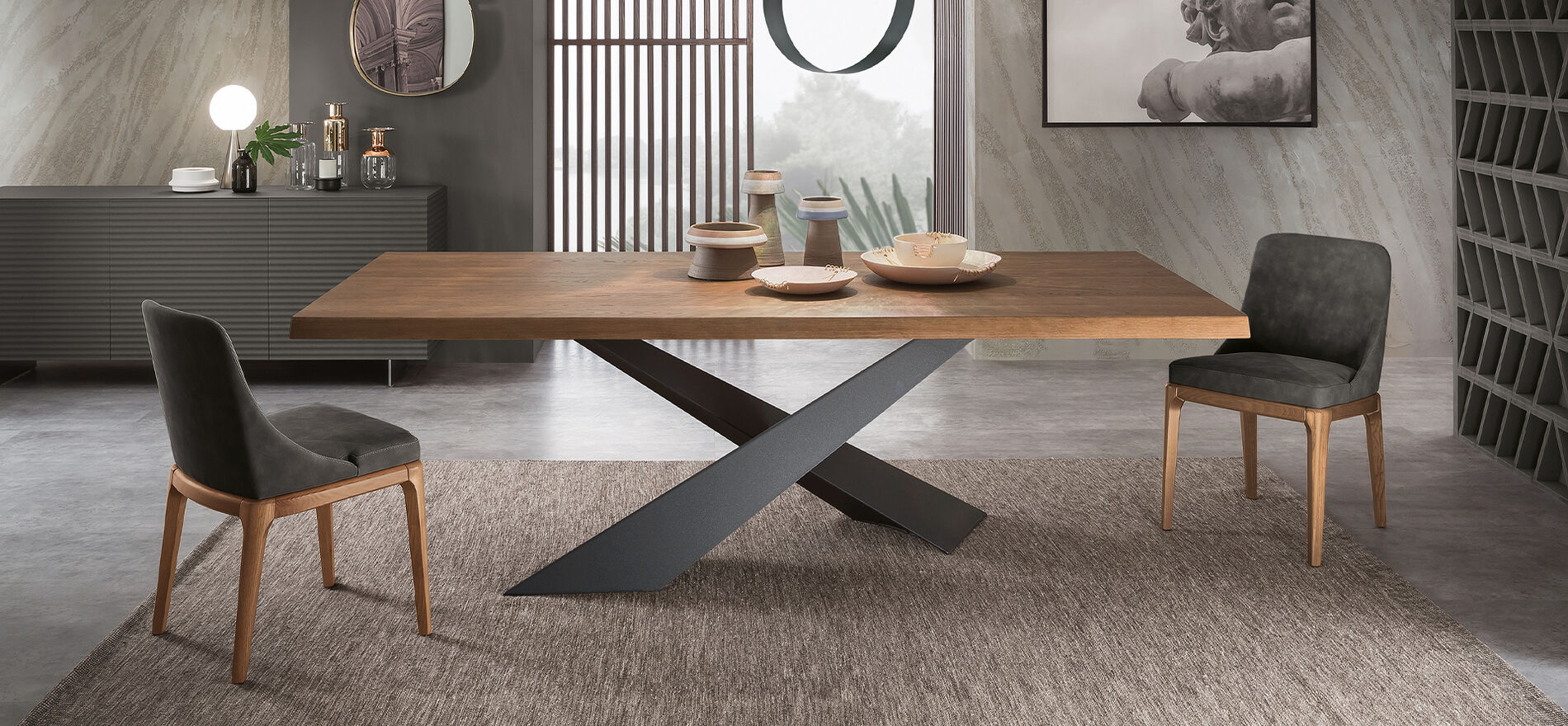 Tavolo con piano in legno Living - Riflessi
